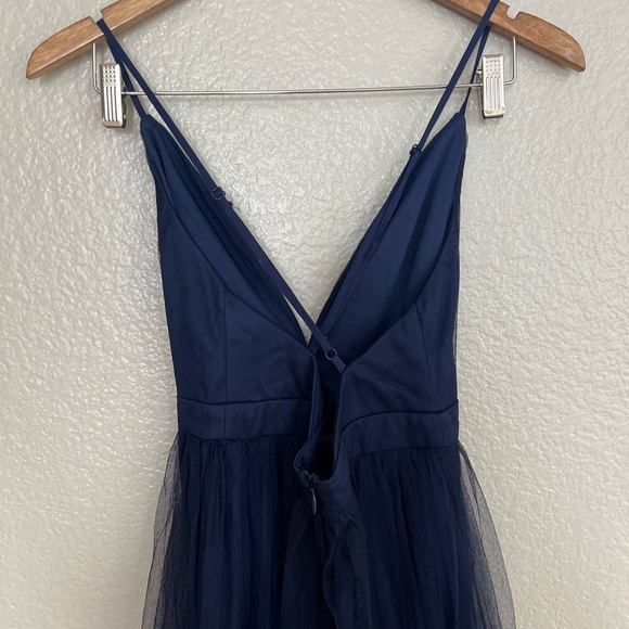 NWOT Rare Beauty Navy Blue Tulle Backless Maxi Dress - Picture 6 of 10